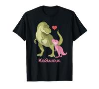 Daddy T-Rex & Cute Pink Baby KidSaurus Dinosauri Maglietta