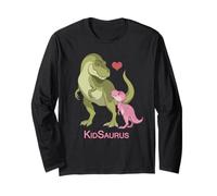 Daddy T-Rex & Cute Pink Baby KidSaurus Dinosaurus Maglia a Manica