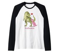 Daddy T-Rex & Cute Pink Baby KidSaurus Dinosaurus Maglia con Maniche Raglan