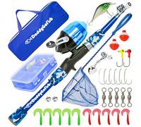 DaddyGoFish Kids Canna da Pesca - Canna E Mulinello Combo Tackle Box Set - Kit di Attrezzatura Piccola per Il Primo Anno per Ragazzi, Ragazze, Bambini E Ragazzi (Essential Set, Blu, 5ft)