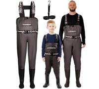 DaddyGoFish Waders bambini e adulti, trampolieri da pesca e da caccia con tasca e gancio per trampolieri
