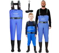 DaddyGoFish Waders bambini e adulti, trampolieri da pesca e da caccia con tasca e gancio per trampolieri