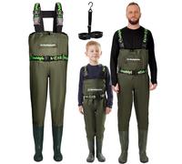 DaddyGoFish Waders bambini e adulti, trampolieri da pesca e da caccia con tasca e gancio per trampolieri