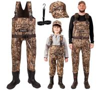 DaddyGoFish Waders in Neoprene Per Bambini E Adulti, Bootfoot, Pesca E Caccia Con Berretti Mimetici E Gancio Per Trampolieri