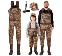 Daddygofish Waders in Neoprene Per Bambini E Adulti, Bootfoot, Pesca E Caccia Con Berretti Mimetici E Gancio Per Trampolieri