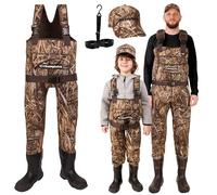 DaddyGoFish Waders in Neoprene Per Bambini E Adulti, Bootfoot, Pesca E Caccia Con Berretti Mimetici E Gancio Per Trampolieri