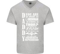 Daddy's Favourite Supereroe Festa Del Papà Uomo Scollo A V Cotone T-Shirt