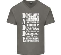 Daddy's Favourite Supereroe Festa Del Papà Uomo Scollo A V Cotone T-Shirt