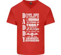 Daddy's Favourite Supereroe Festa Del Papà Uomo Scollo A V Cotone T-Shirt