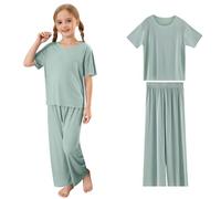 Daddys Girl Baby Girls Morbido a coste, Girocollo, Maniche Corte, Pantaloni Lunghi, Casual, Comodi Loungewear per Neonati Bambini 3, verde, 3-4 Anni