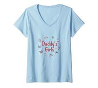 Daddys Girls Carino Principessa Farfalla Cuore Regalo Maglietta con Collo a V, Donna, Celeste, L