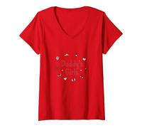 Daddys Girls Carino Principessa Farfalla Cuore Regalo Maglietta con Collo a V, Donna, Rosso, M