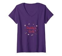 Daddys Girls Carino Principessa Farfalla Cuore Regalo Maglietta con Collo a V, Donna, Viola, XL
