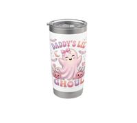 Daddy's Lil' Ghoul Funny Pastel Pink Ghost Halloween Graphic Bicchiere termico in acciaio inox doppia parete