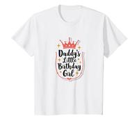 Daddy's Little Birthday Girl Dad of The Birthday Girl Crown Maglietta, Bambini, Bianco, 8 Anni