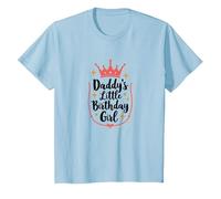 Daddy's Little Birthday Girl Dad of The Birthday Girl Crown Maglietta, Bambini, Celeste, 10 Anni