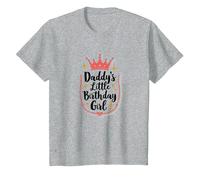 Daddy's Little Birthday Girl Dad of The Birthday Girl Crown Maglietta, Bambini, Grigio Melange, 6 Anni