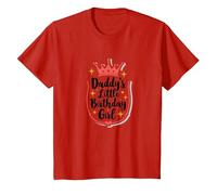 Daddy's Little Birthday Girl Dad of The Birthday Girl Crown Maglietta, Bambini, Rosso, 6 Anni
