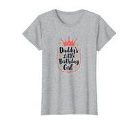 Daddy's Little Birthday Girl Dad of The Birthday Girl Crown Maglietta, Donna, Grigio Melange, XL