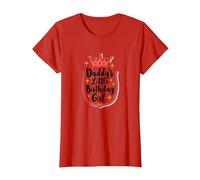 Daddy's Little Birthday Girl Dad of The Birthday Girl Crown Maglietta, Donna, Rosso, L