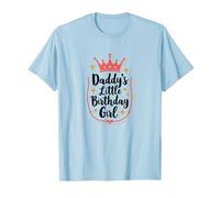 Daddy's Little Birthday Girl Dad of The Birthday Girl Crown Maglietta, Uomo, Celeste, S