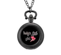 Daddys Little Girl Orologio da tasca vintage in lega con ciondolo orologio collana regalo per uomo donna, Stile nero, misura unica