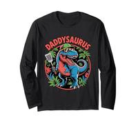 Daddysaurus T Rex Dinosaur Daddy Saurus Compleanno papà Maglia a Manica