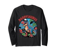 Daddysaurus T Rex Dinosaur Daddy Saurus Compleanno papà Maglia a Manica