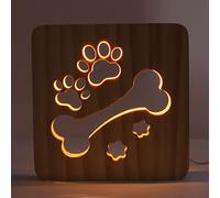 DADEA Lampada da Tavolo a LED in Legno con Zampa di Osso, Lampada da Notte in Legno Lampada in Legno con Zampa di Osso Scavato Luce per Incisione, Lampada in Legno 3D Novità Lampada da Notte a LED