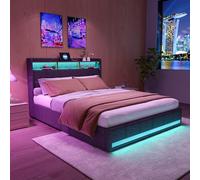DADEA Letto Cassettone 160x200 con 4 Cassetti, Letto Matrimoniale con LED e USB, Letti Matrimoniali Imbottiti con Testiera PortaoggettiLetto Imbottito Matrimoniale con Contenitore, Nessun Materasso