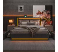 DADEA Letto Matrimoniale 160x200 con 4 Cassetti, Letti Matrimoniali Imbottiti con Testiera, Letto Matrimoniale con LED e USBLetto CassettoneLetto Contenitore con Cassetti Matrimoniale160x200