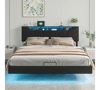 DADEA Letto Sospeso 160x200 con Contenitore, Letto Contenitore 160x200 con LED e USB, Letti Matrimoniali ImbottitiLetto Matrimoniale Contenitore con TestieraLetto Matrimoniale Imbottito