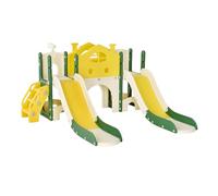 DADEA Scivolo 7 in 1 per Bambini con Canestro, Scivolo per Bambini da Esterno Grande, 203×166×96.5cm, Due Diapositive, scivolo da giardino per bambini, Adatto per uso interno, esterno e giardino