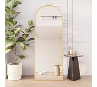 DADEA Specchio a figura intera, specchio ad arco dorato oversize 162,6 x 53,3 cm, con supporto, cornice in lega di alluminio, specchio da terra in vetro temperato, specchio a corpo intero (dorato, ad