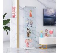 DADEA Vetrina in Vetro a 4 ripiani, Vetrinetta Espositiva con Ante e Serratura, 164x42x36 cm Vetrina Soggiorno Moderna, Vetrine per Collezionismo, Vetrina per Negozio Home (bianco, 4 L)