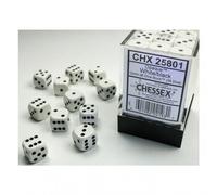 Dadi - 12 Mm - Opaque Bianco/Nero (Set Di Dadi 36 X W6)