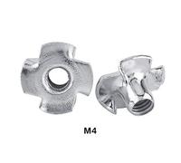 Dadi a T a Denti con Dado a T, Dado a T in Acciaio Al Carbonio Zincato per Dadi a T per Mobili per la Lavorazione del Legno (M4 (50 pz/confezione))