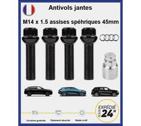 Dadi Antifurto Per Ruote Neri Audi M14X1.5 Sedute Sferiche 45Mm