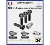 Dadi Antifurto Per Ruote Neri Mercedes M14x1.5 Sedute Sferiche 45Mm 2 Bussole