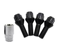 Dadi cerchio Compatibile con 1 Series per E81 per E82 per E87 per E88 Bulloni di bloccaggio per cerchi in lega per auto dadi bulloni + chiave neri M12x1,5x26mm
