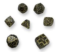 Dadi D&D 7Pcs poliedrici in Metallo Solido con Custodia e Lega di Zinco con Smalto per Giochi di Ruolo Dungeons And Dragons Set D4 D6 D8 D10 D12 D20 D% per DND RPG MTG (Bronzo Antico)