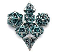 Dadi D&D Metallo Cthulhu Set Poliedrici Vuoti Polpo 3D Con Scatola per Dungeons and Dragons HNCCESG - D4/D6/D8/D10(0-9 e 00-90)/D12/D20 Facce (Blu)