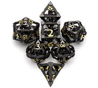 Dadi D&D, Set Dadi D&D Metallo Cthulhu con Scatola Dadi DND Poliedrici Vuoti Polpo 3D Set Dadi da Gioco per Dungeons and Dragons HNCCESG Dadi D4/D6/D8/D10(0-9 e 00-90)/D12/D20 Facce(Nero)
