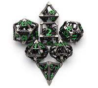 Dadi D&D, Set Dadi D&D Metallo Cthulhu con Scatola Dadi DND Poliedrici Vuoti Polpo 3D Set Dadi da Gioco per Dungeons and Dragons HNCCESG Dadi D4/D6/D8/D10(0-9 e 00-90)/D12/D20 Facce(Verde Numero)