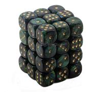 Chessex Dice: D6 CHX27815 12mm Scarab: Jade/Gold (36)