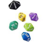 Dadi da Gioco di Società 6 Pezzi in Plastica, Numeri Grandi | Bordi Arrotondati, Segni Chiari e Superficie Liscia, per Tavolo, Party, Board Gaming e Gruppi Colore Casuale