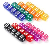 dadi da gioco, set acrilico, traslucidi, colori, 14mm, matematici
