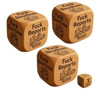Dadi da lavoro "F*ck", dadi in legno con 6 compiti da sballo, ognuno inciso con frasi brutalmente oneste, strumento antistress, umorismo da ufficio, decorazione per la scrivania di casa(3pcs)