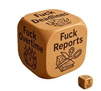 Dadi da lavoro "F*ck", dadi in legno con 6 compiti da sballo, ognuno inciso con frasi brutalmente oneste, strumento antistress, umorismo da ufficio, decorazione per la scrivania di casa(1pc)