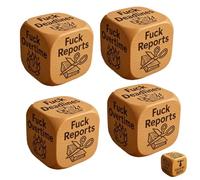 Dadi da lavoro "F*ck", dadi in legno con 6 compiti da sballo, ognuno inciso con frasi brutalmente oneste, strumento antistress, umorismo da ufficio, decorazione per la scrivania di casa(4pcs)